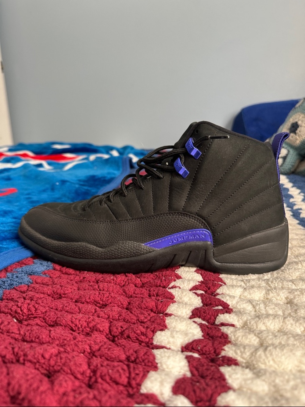 Men’s Air Jordan 12 Retro — Black and Purple Basketball Sneakers - Picture 2 of 6